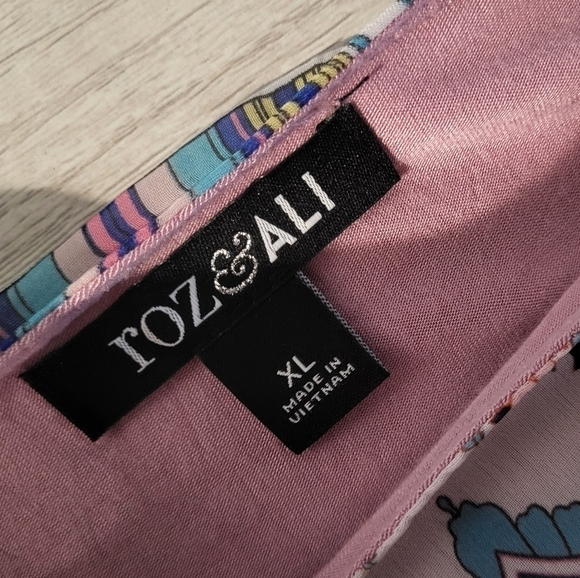 Roz & Ali Medallion Print Shawl Kimono Overlay Tank Top Size XL - Picture 10 of 11